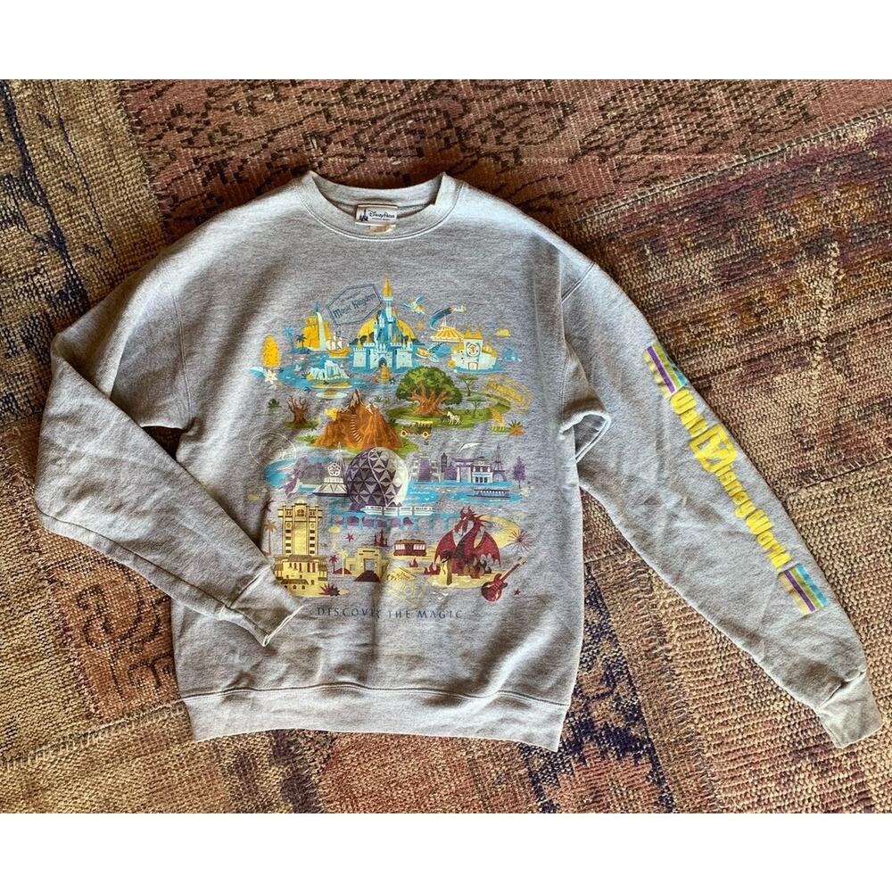 Disney Walt Disney World Grey Crew Neck Graphic Sweatshirt SIZE SMALL